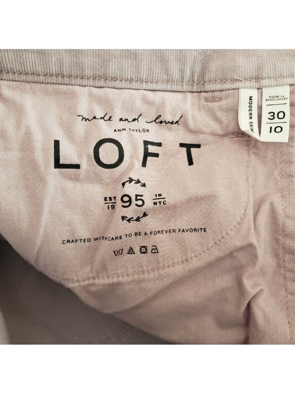 Ann Taylor LOFT Modern Skinny Corduroy Pants Size 10 Mauve Lavender - Picture 7 of 9